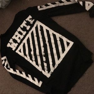 Off-white long sleeve, stripes logo on back