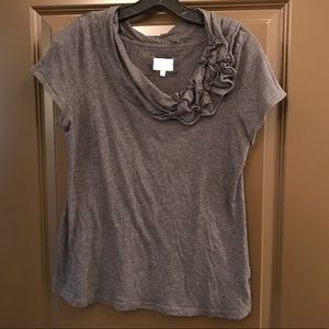Anthropologie shirt with ruffle neck detailing