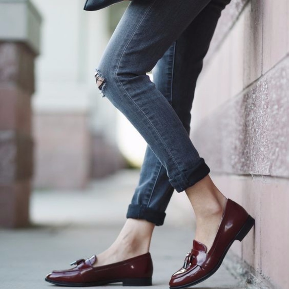 Coach Elkie Leather Loafers, Brown Flats - Picture 2 of 5