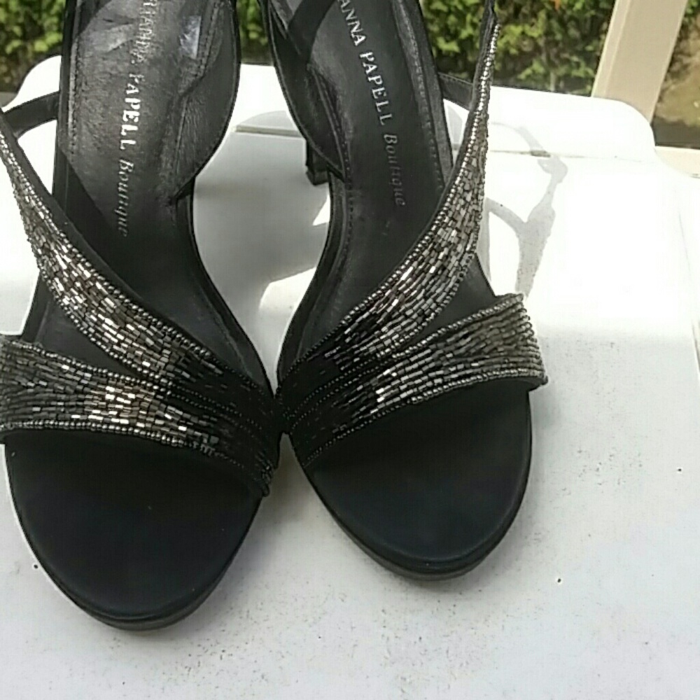 Glittery beaded strappy shoes