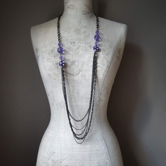 Vera Wang Jewelry Long Silver Chain Statement Necklace Poshmark