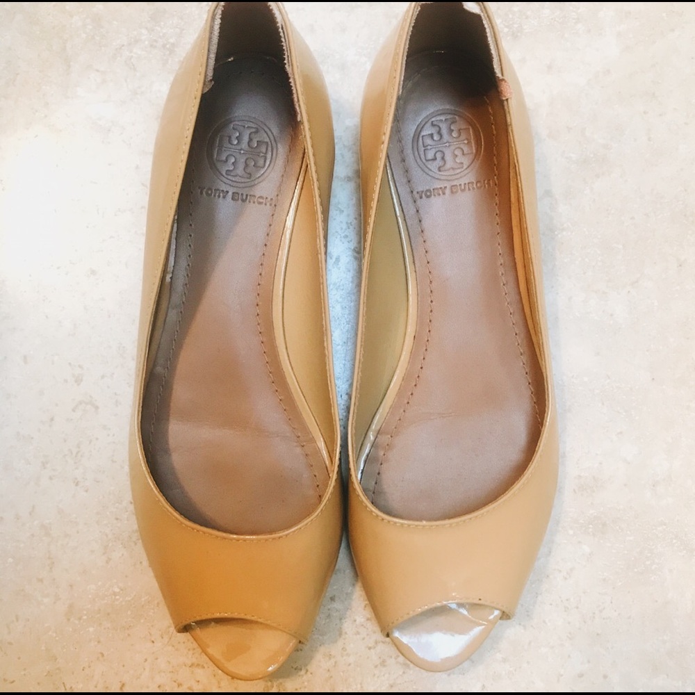 Tory Burch Patent Peep-Toe Flats