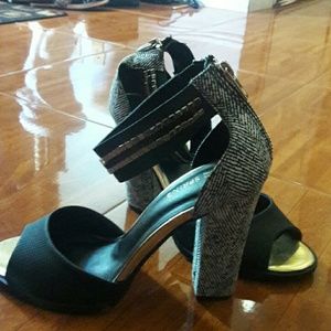 Black, White, Gold Heels