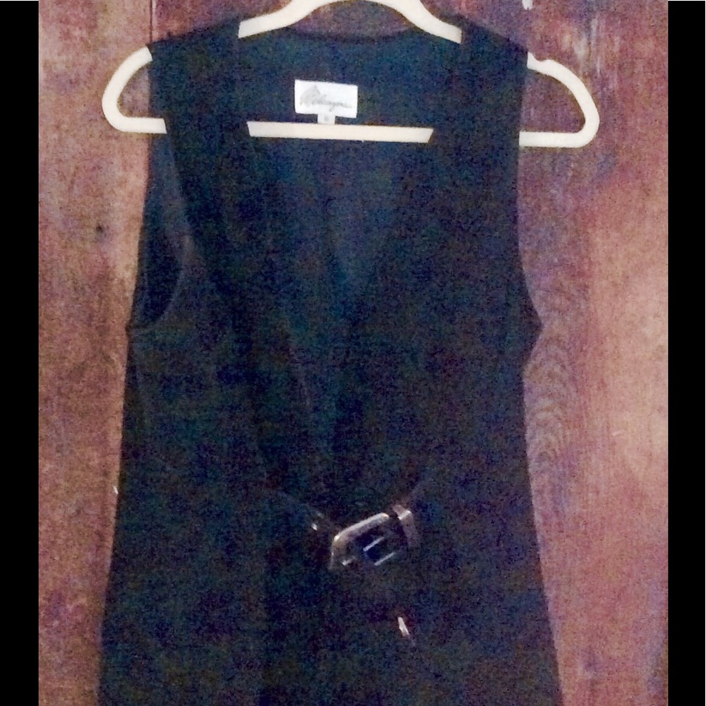 Vintage Black Suede Vest With Detailed Buckle Belt