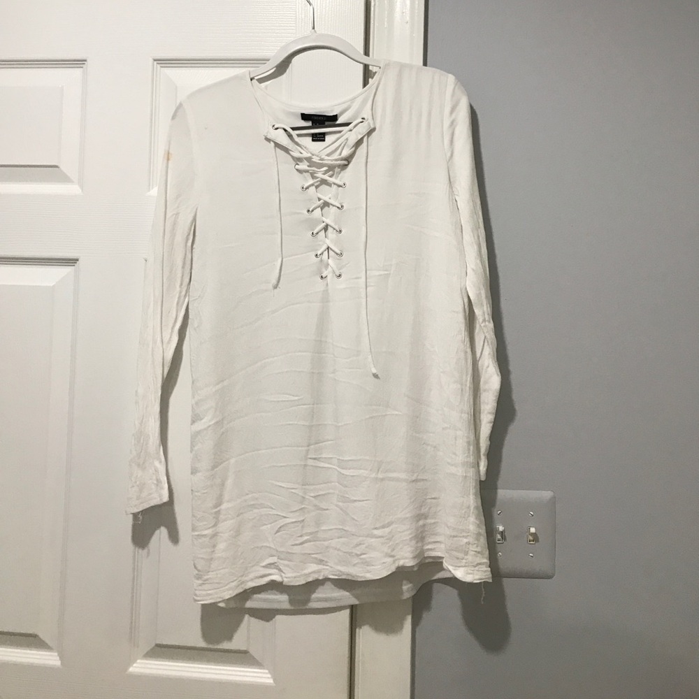 White tie up dress