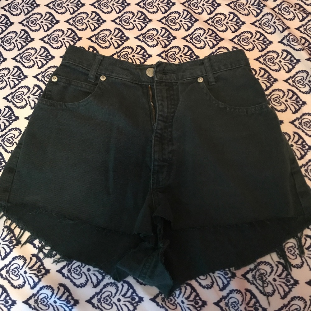 High waisted dark green shorts