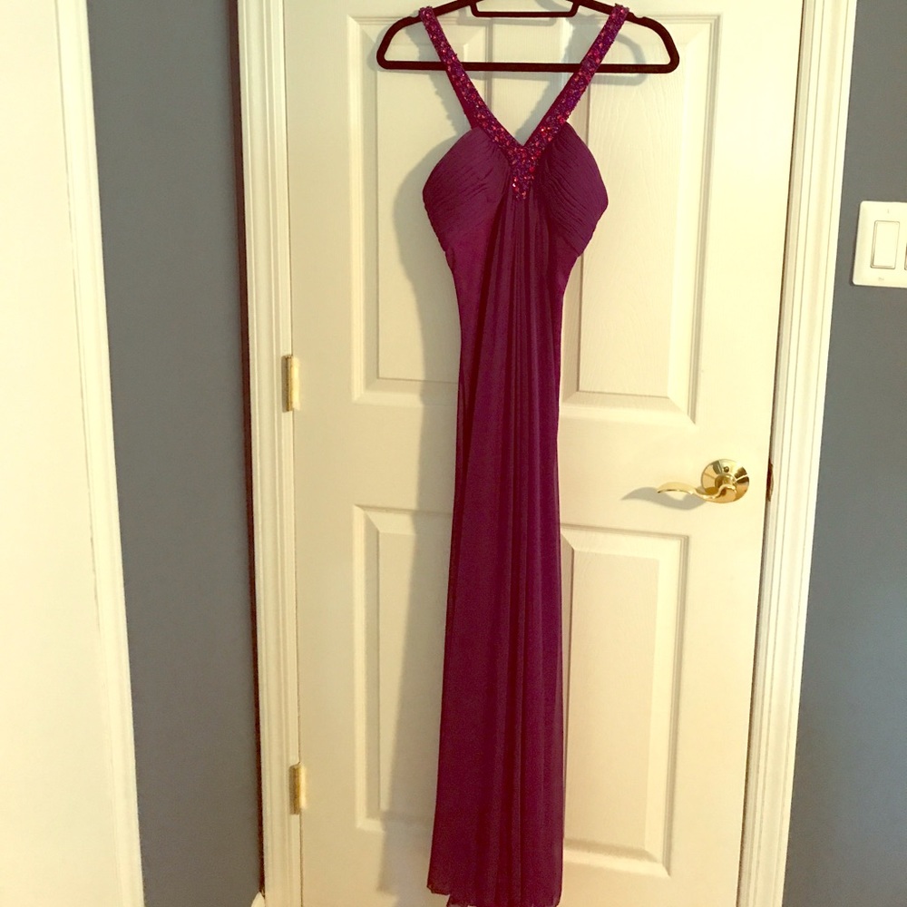 Purple , maxi dress with beaded straps