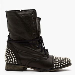 Studded Steve Madden Troopa Combat Boots in Black