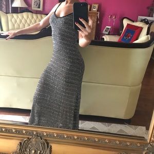 Long knitted dress.