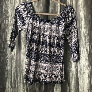 blue and white blouse