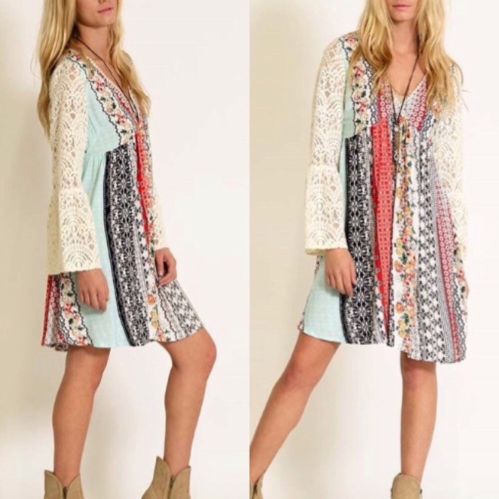 🛍BESTSELLER🛍 Boho Peasant Dress Lace Sleeve