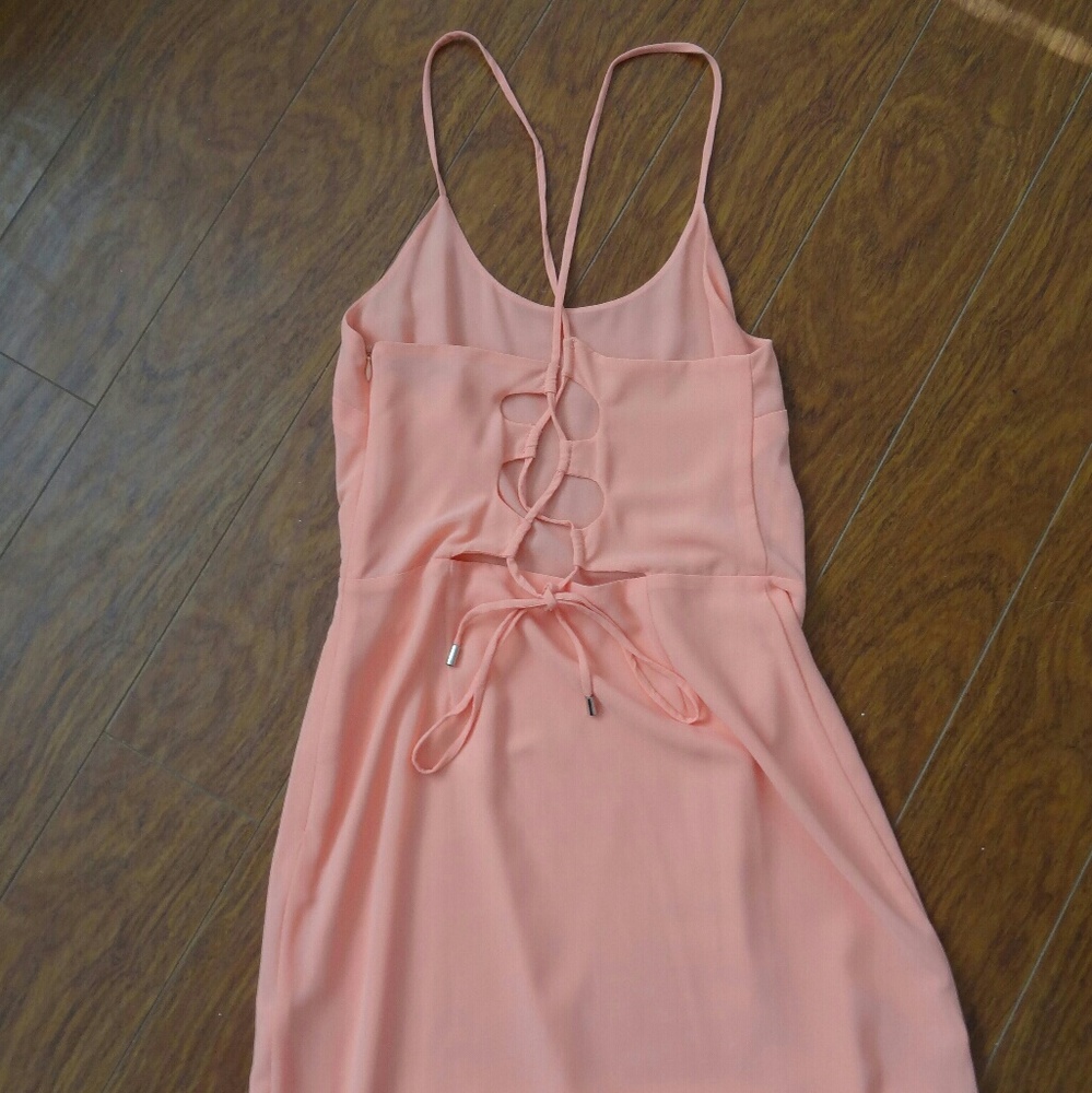 Coral open tie up back dress