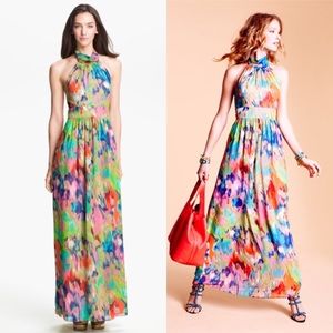 Eliza J halter watercolor maxi dress