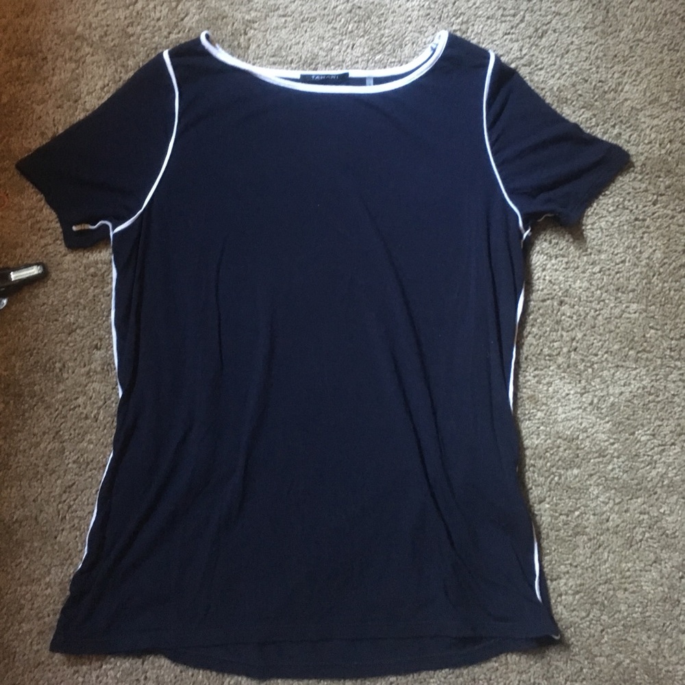 SALE Deep blue top with white lining as the seams