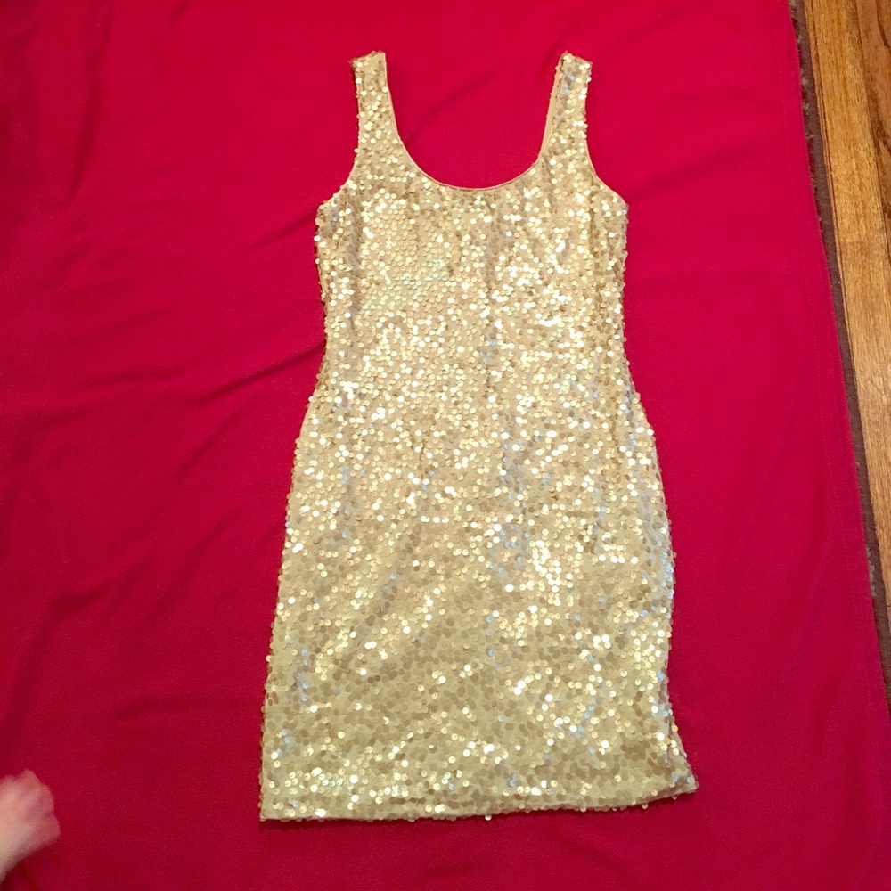 Gold sequin dress