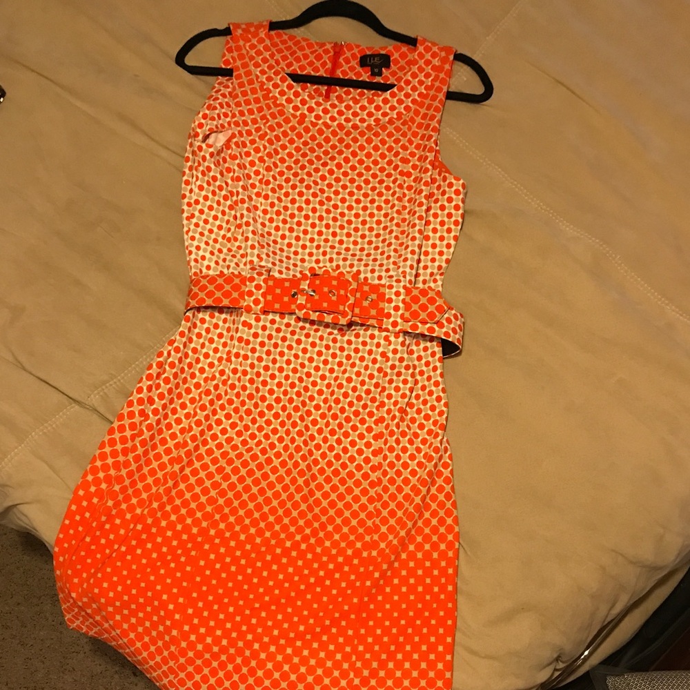 Orange/cream/white lle Size 10 dress