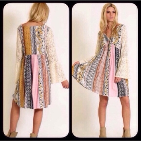 💓S-XXXL💓 Mustard Loose Summer Chic Lace Dress - Picture 3 of 8