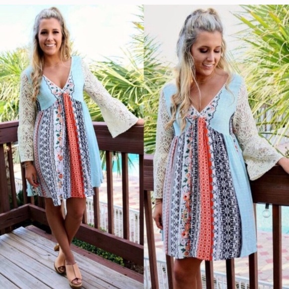 💓S-XXXL💓 Mustard Loose Summer Chic Lace Dress - Picture 5 of 8