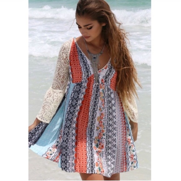 💓S-XXXL💓 Mustard Loose Summer Chic Lace Dress - Picture 6 of 8