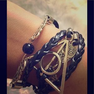 Leather Harry Potter Charm Bracelet