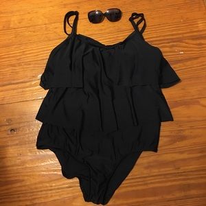 Layer one piece swimsuit