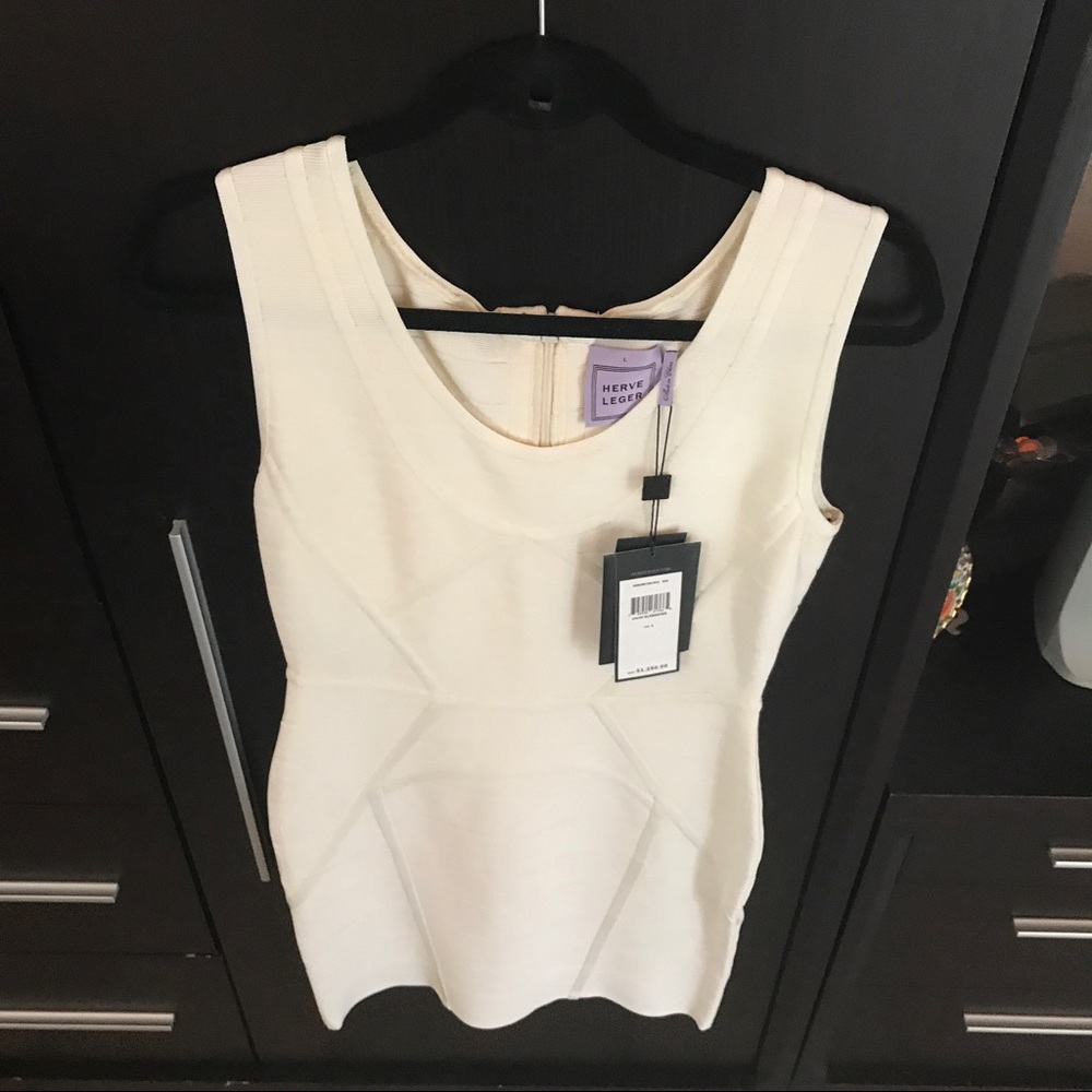 Herve Leger L white dress NWT