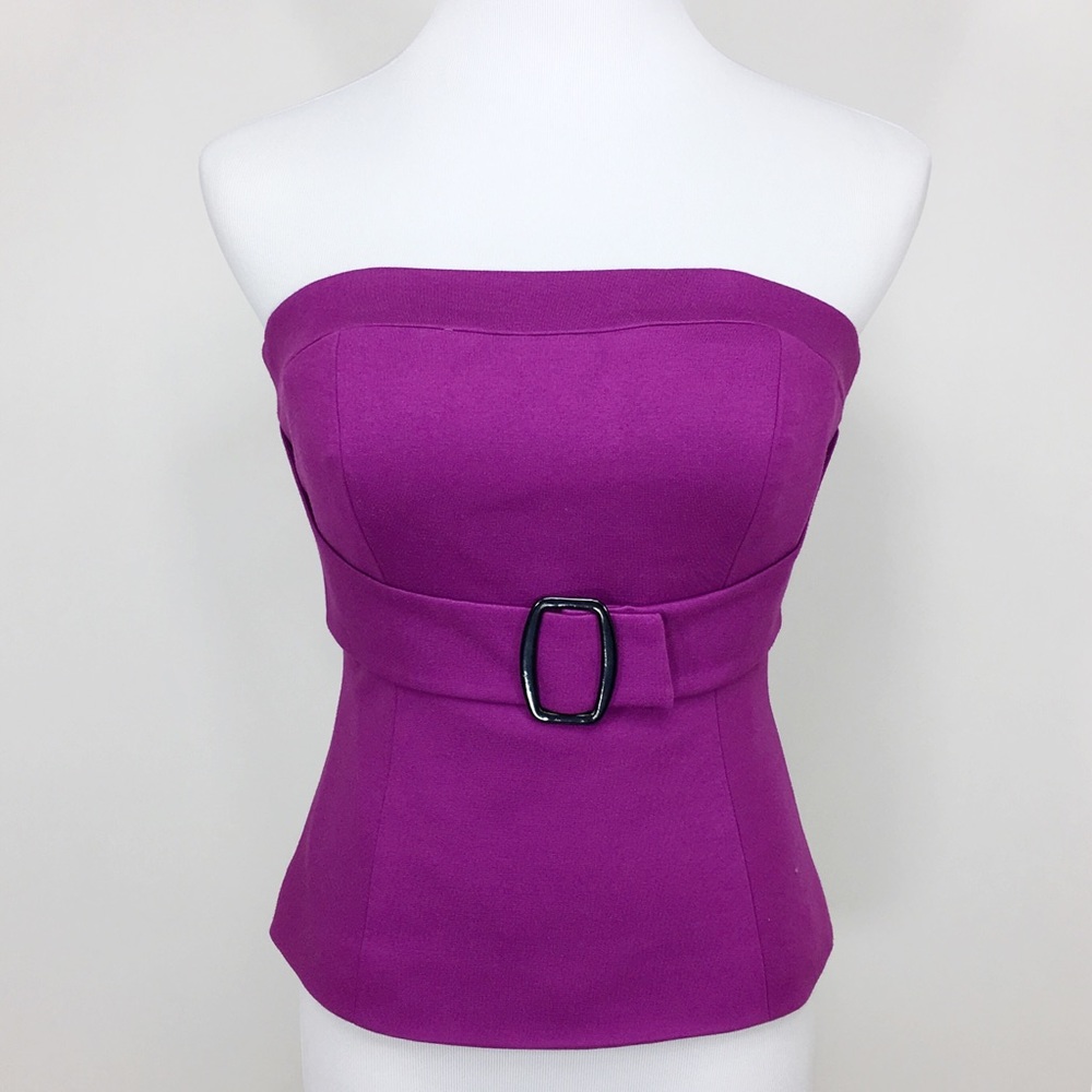 Trina Turk Purple Belt Strapless Tube Top Bustier