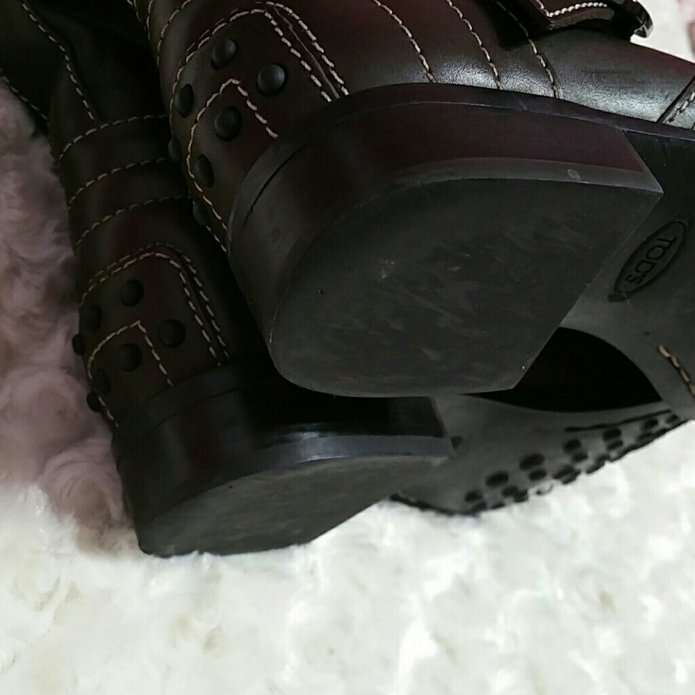 FLASH Tod's Brown Leather Biker Boots - 5.5 - Picture 5 of 8