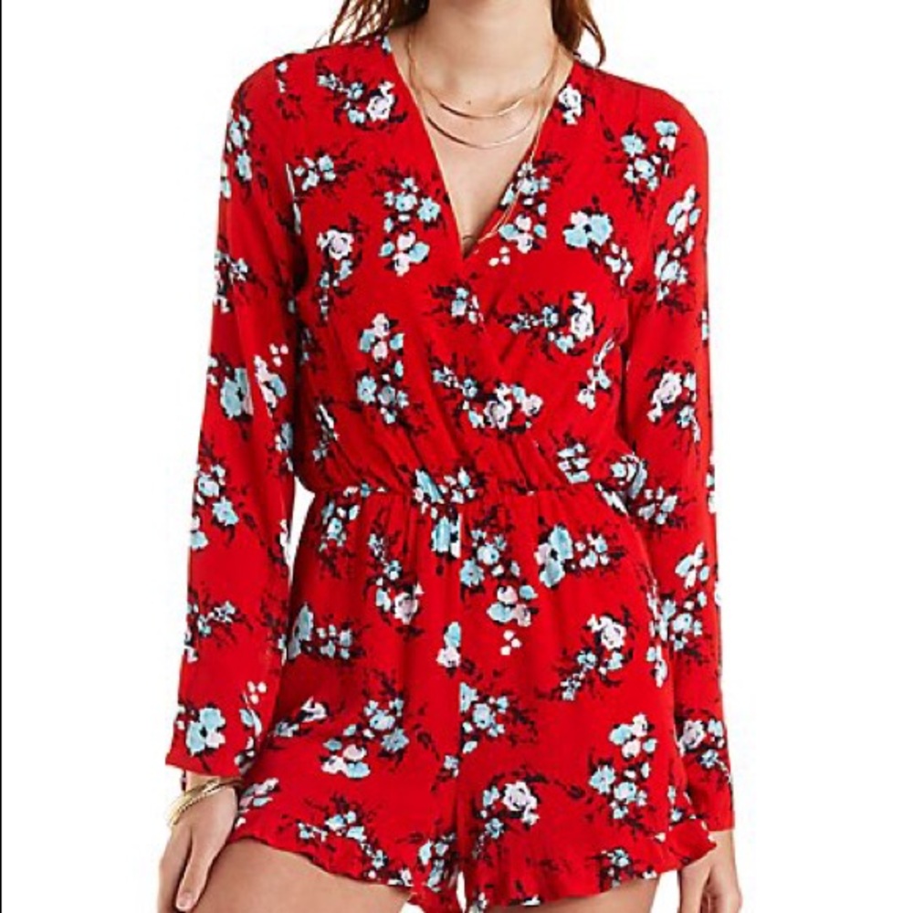 red charlotte russe floral romper