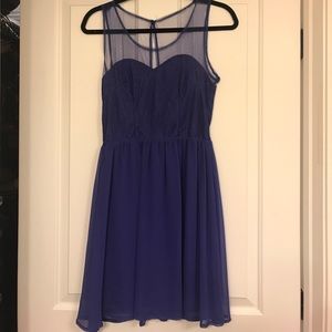 Indigo Sweetheart Illusion Neckline Cocktail Dress