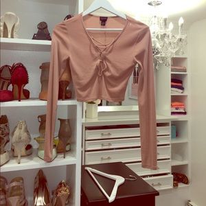 Free press crop blush shirt