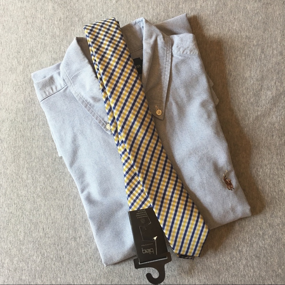 ⚡️: Blaq • 100% Poly • Yellow/Blue Check Slim Tie