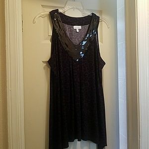 Purple leopard print tank with sequins