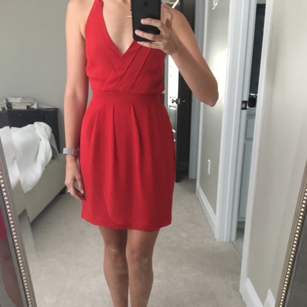 Express red halter dress xs NWOT