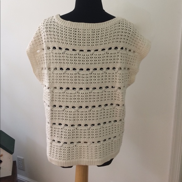4/$15 SUPER SALE White Openwork Cotton Sweater - Picture 2 of 4