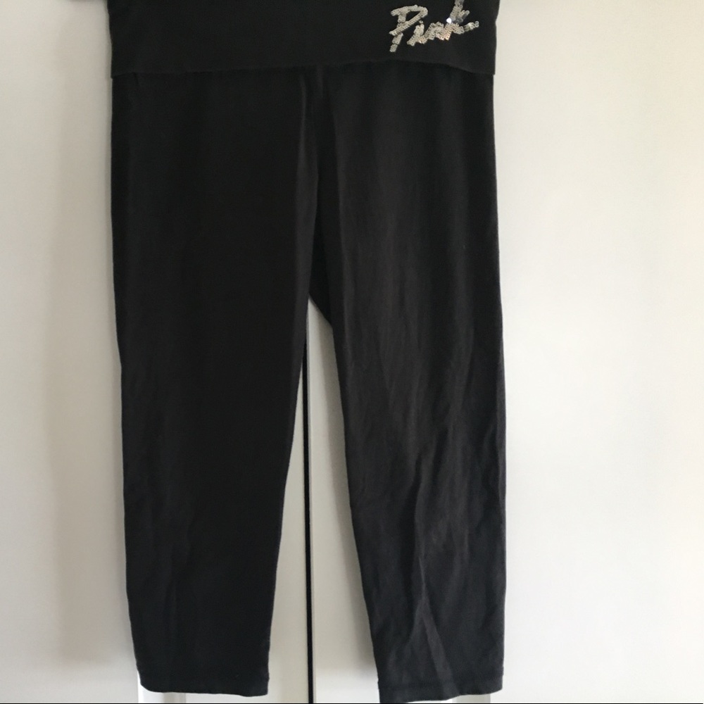 VS Pink fold-over cropped yoga leggings