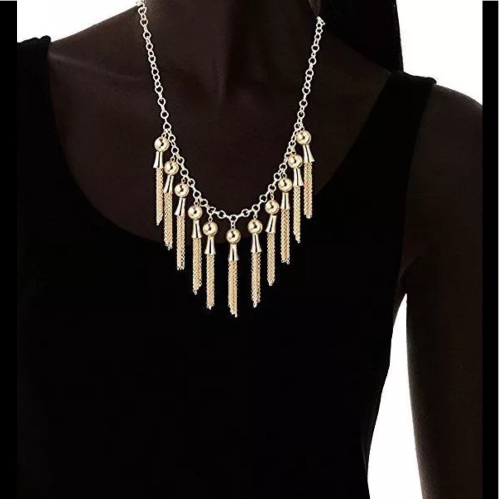 Jules Smith Fringe Tassel Gold Necklace