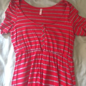 Xhilaration Striped Red and Gray Dress