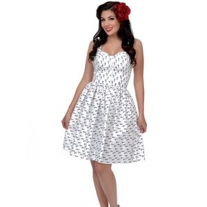 Unique Vintage White/Navy Anchor Dress