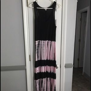 Long black and pink long maxi dress.