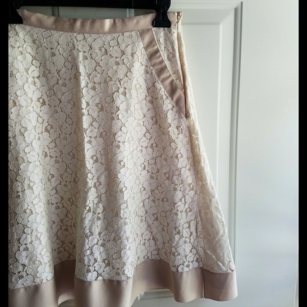 Lace Cream A-Line Skirt by Isaac Mizrahi
