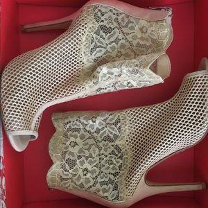 Lace, mesh booties
