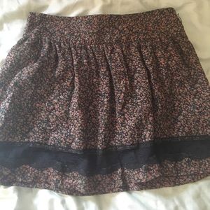 Mini Floral and Black Lace Skirt