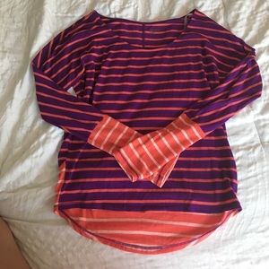 Purple and orange striped top