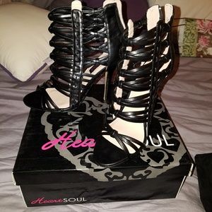 Black strappy booties