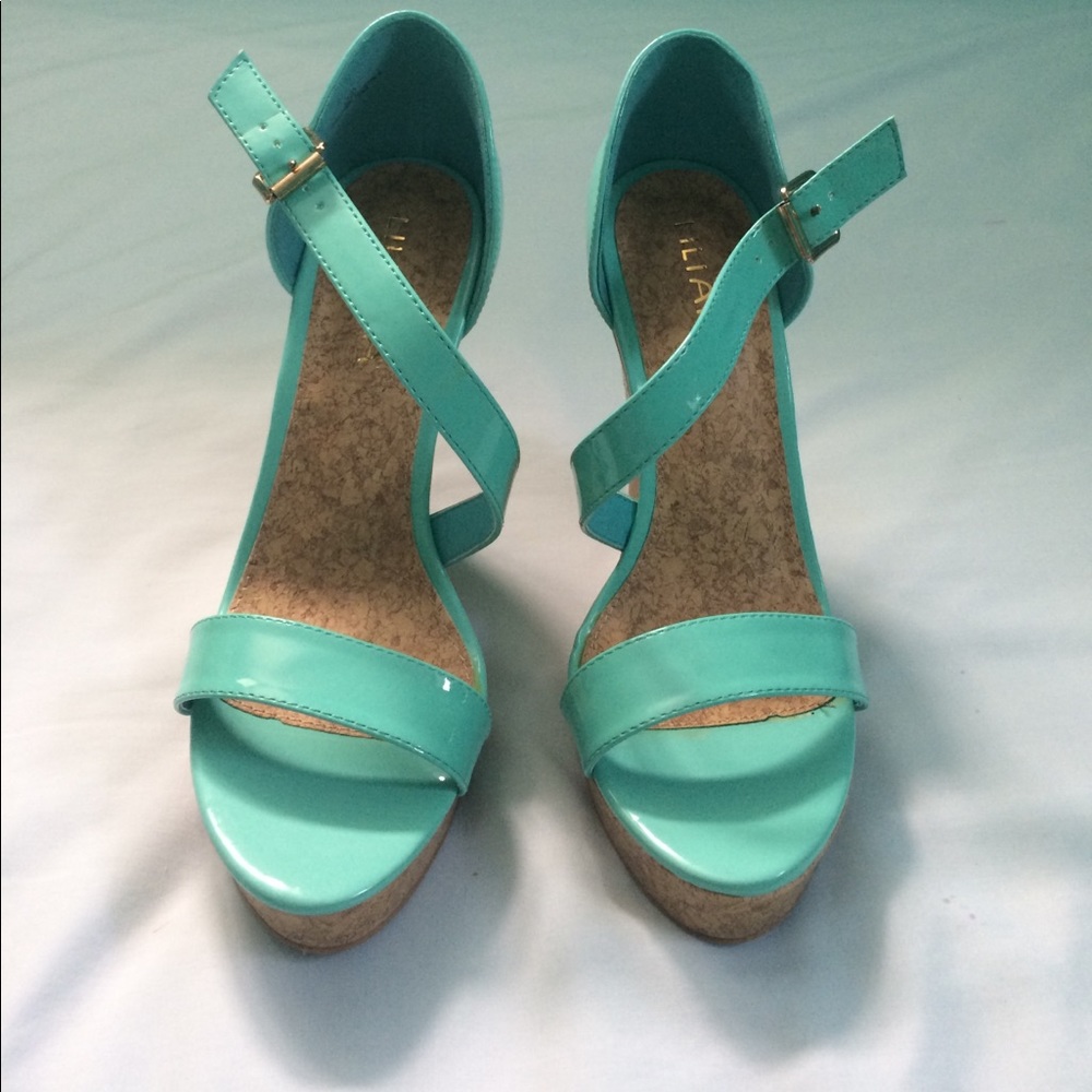 Liliana teal wedges