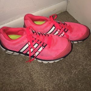 Coral adidas tennis shoes