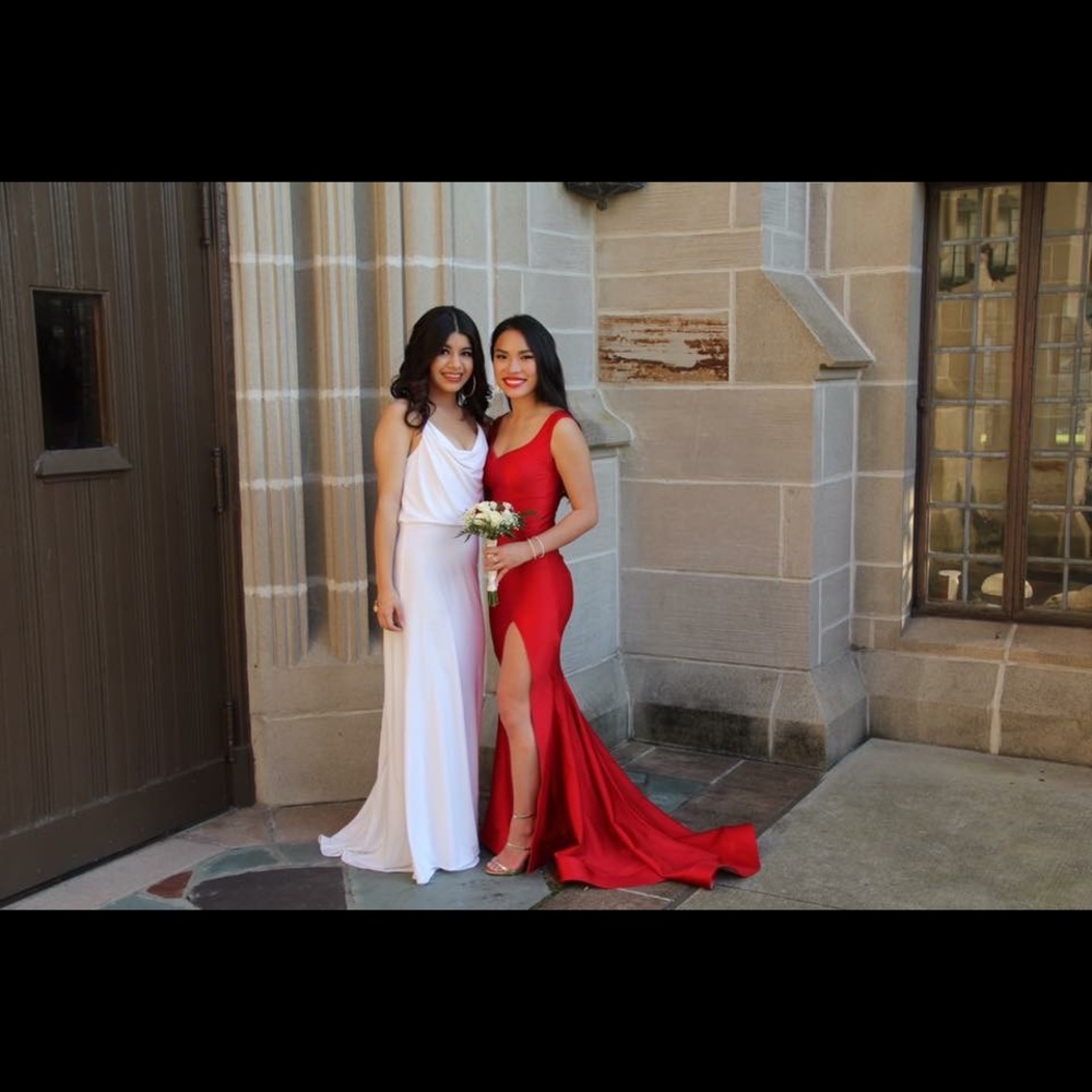 Red mermaid style prom dress