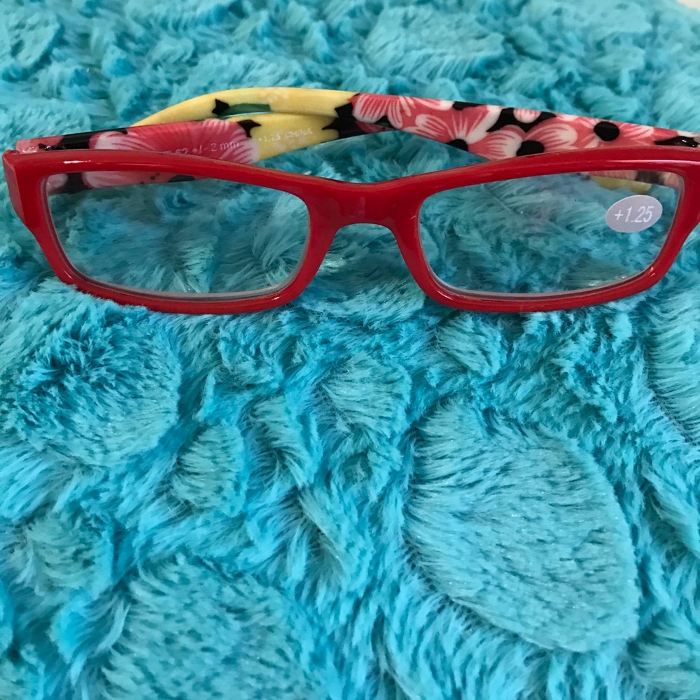 Reading Glasses Fashion Floral & Red +1.25 New