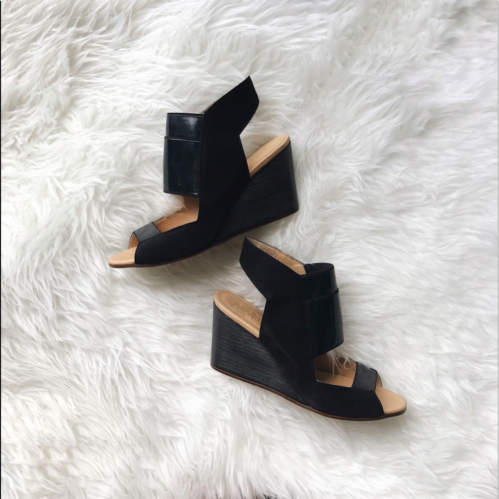 MM6 Suede and Vinyl Sling-back Wedges